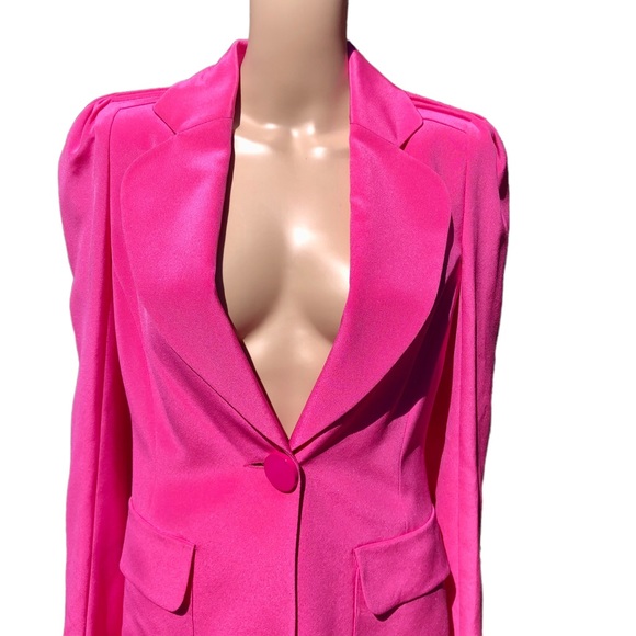 Jean Louis Scherrer bright pink blazer jacket with shoulder detailing Sz 4 - Picture 6 of 13